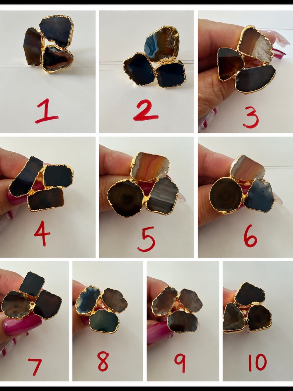 Gold Plated 3 Stone Ring Adjustable ! NWT Many colors available